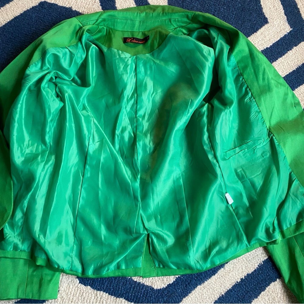 💚 L’OLIVE VERTE GREEN BLAZER JACKET! - Picture 7 of 14